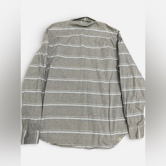 Vans Men’s Striped Button Down Shirt Medium Gray Blue Long Sleeve - Picture 2 of 4